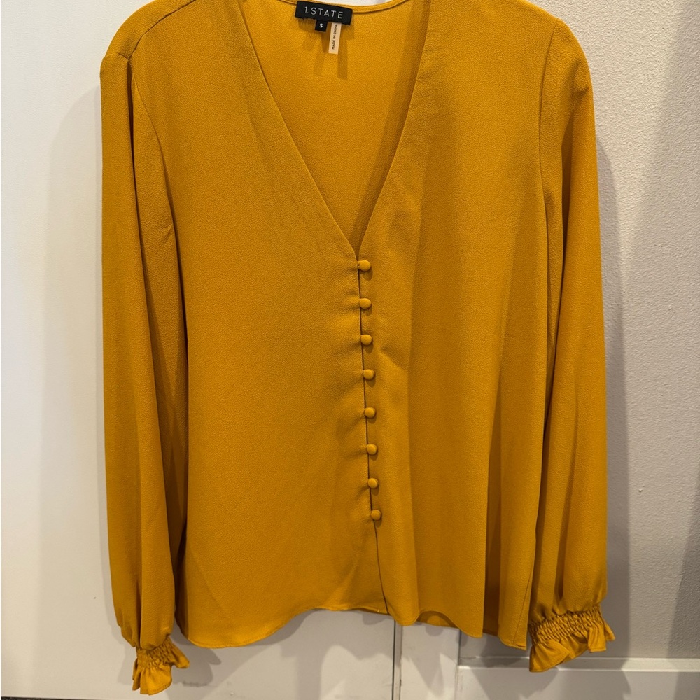 1. State Yellow Bell Sleeve Blouse